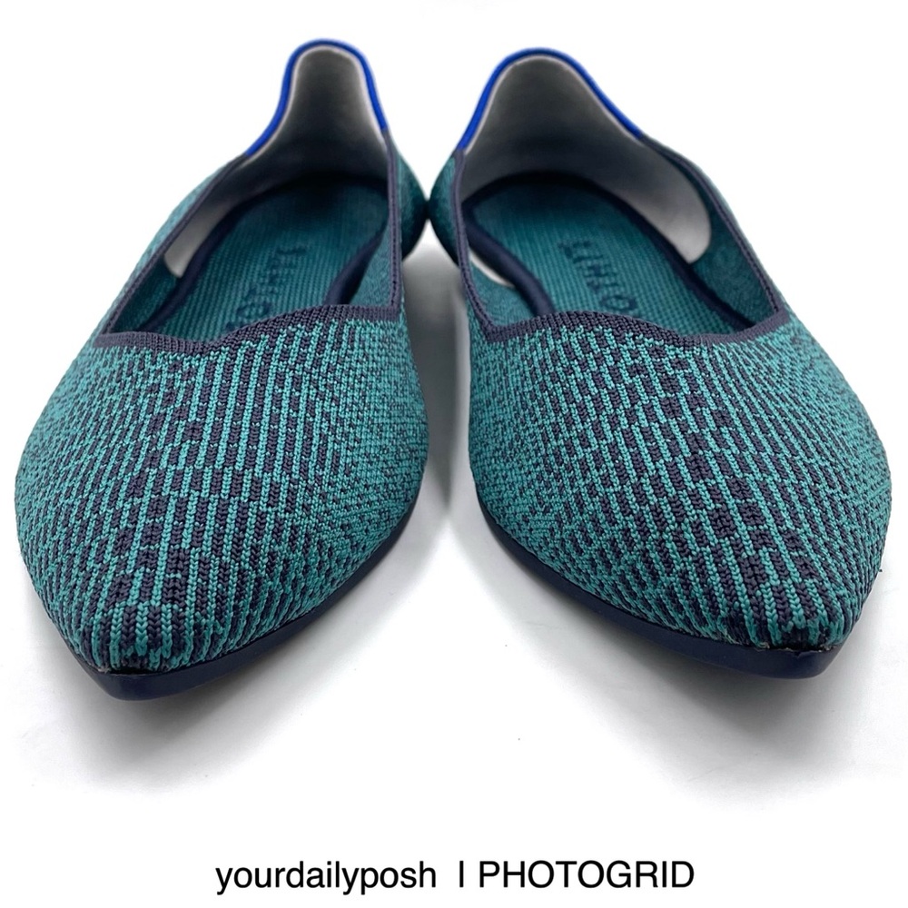 Rothy’s The Point Spruce Python Blue Green Flats … - image 4